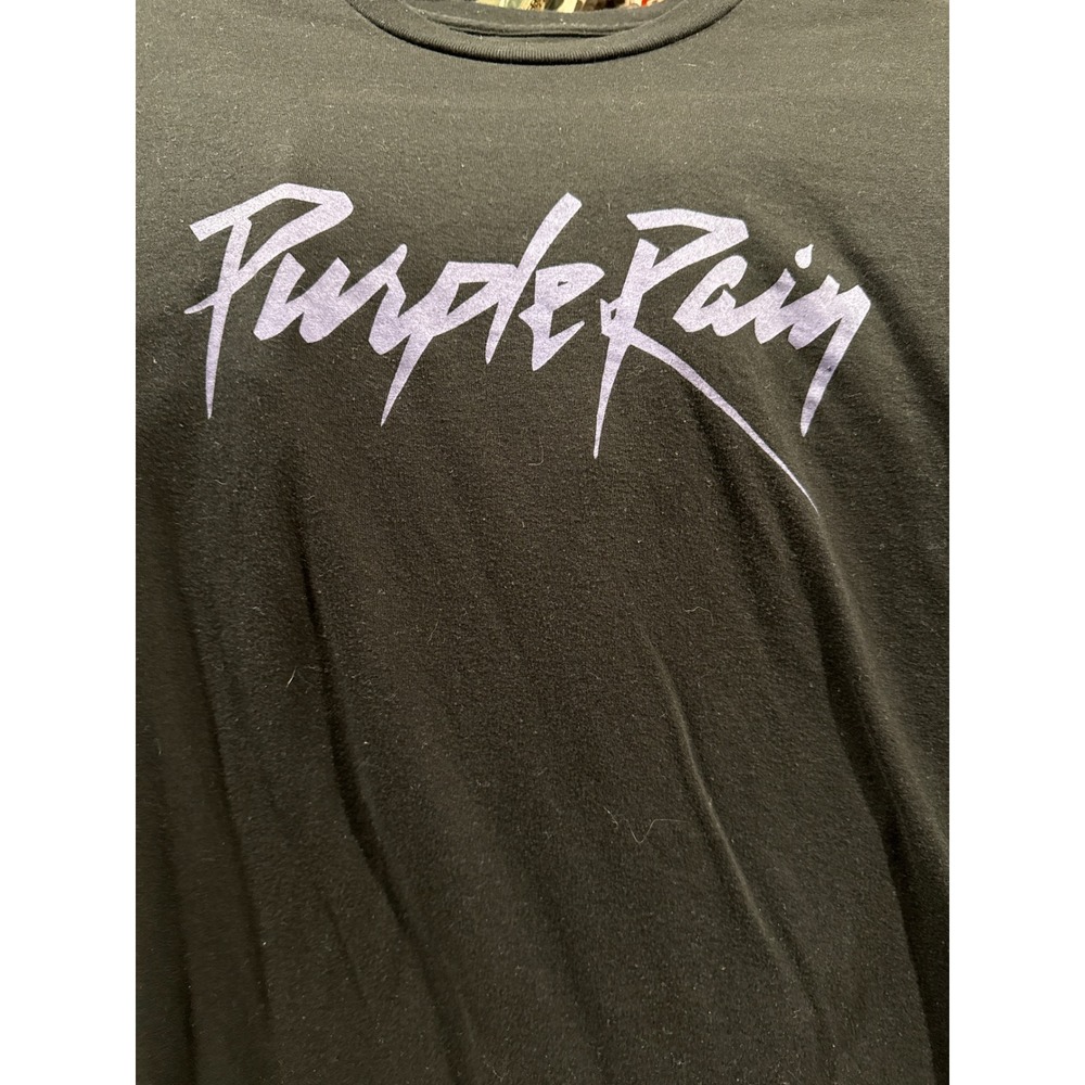 Prince Purple Rain Graphic T-Shirt Black Small Womens Short Sleeve Crew Neck Tee